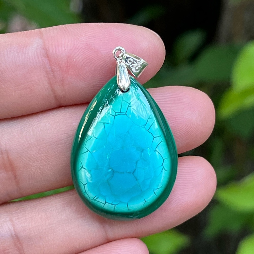 Sterling silver Malachite Chrysocolla Pendant 1198